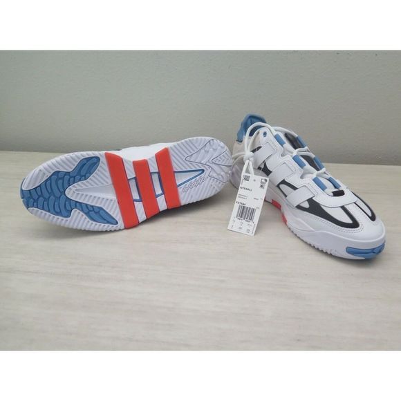 adidas FX7644 Men's Sz 8 White/Solar Red/Hazy Blue Originals NiteBall Sneakers - Picture 6 of 8